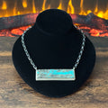 Navajo Brandon Etsitty Mine #8 Turquoise Sterling Bar Statement Necklace