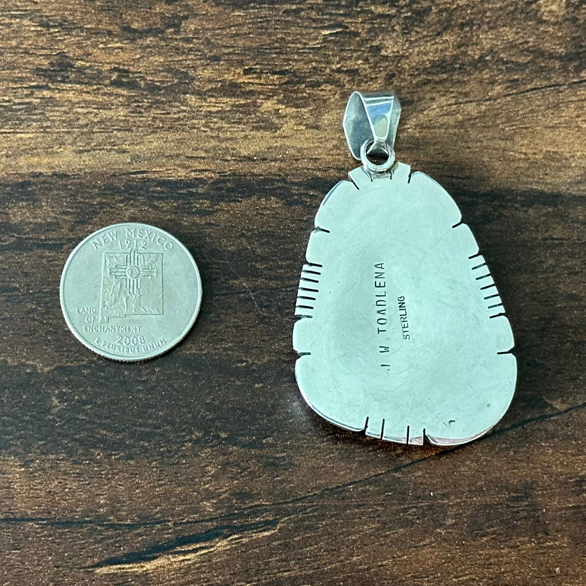 Navajo James Toadlena Gaspeite Sterling Twist Wire Bezel Statement Pendant
