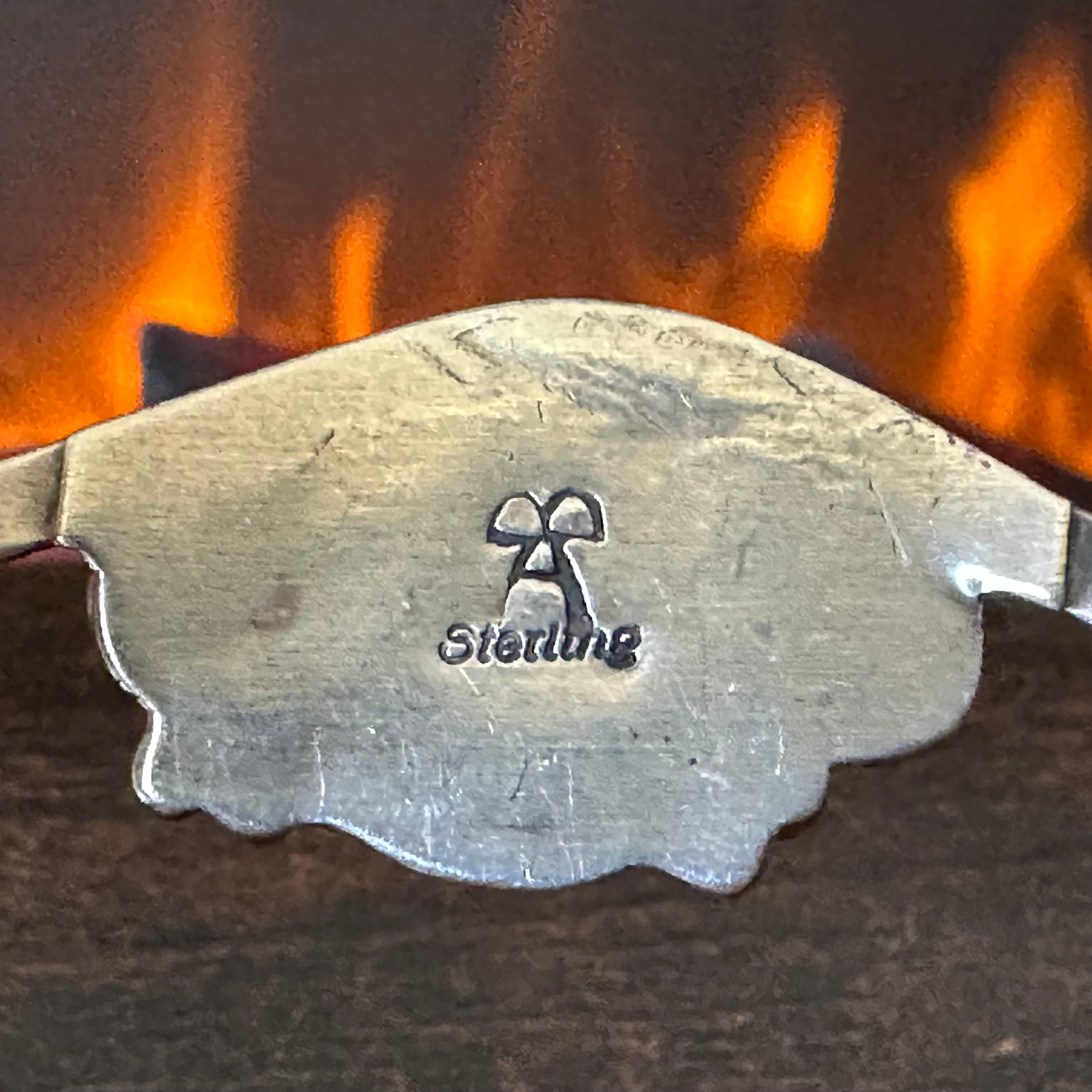 Pictogram Signed Turquoise Sterling Hand Stamped Cuff