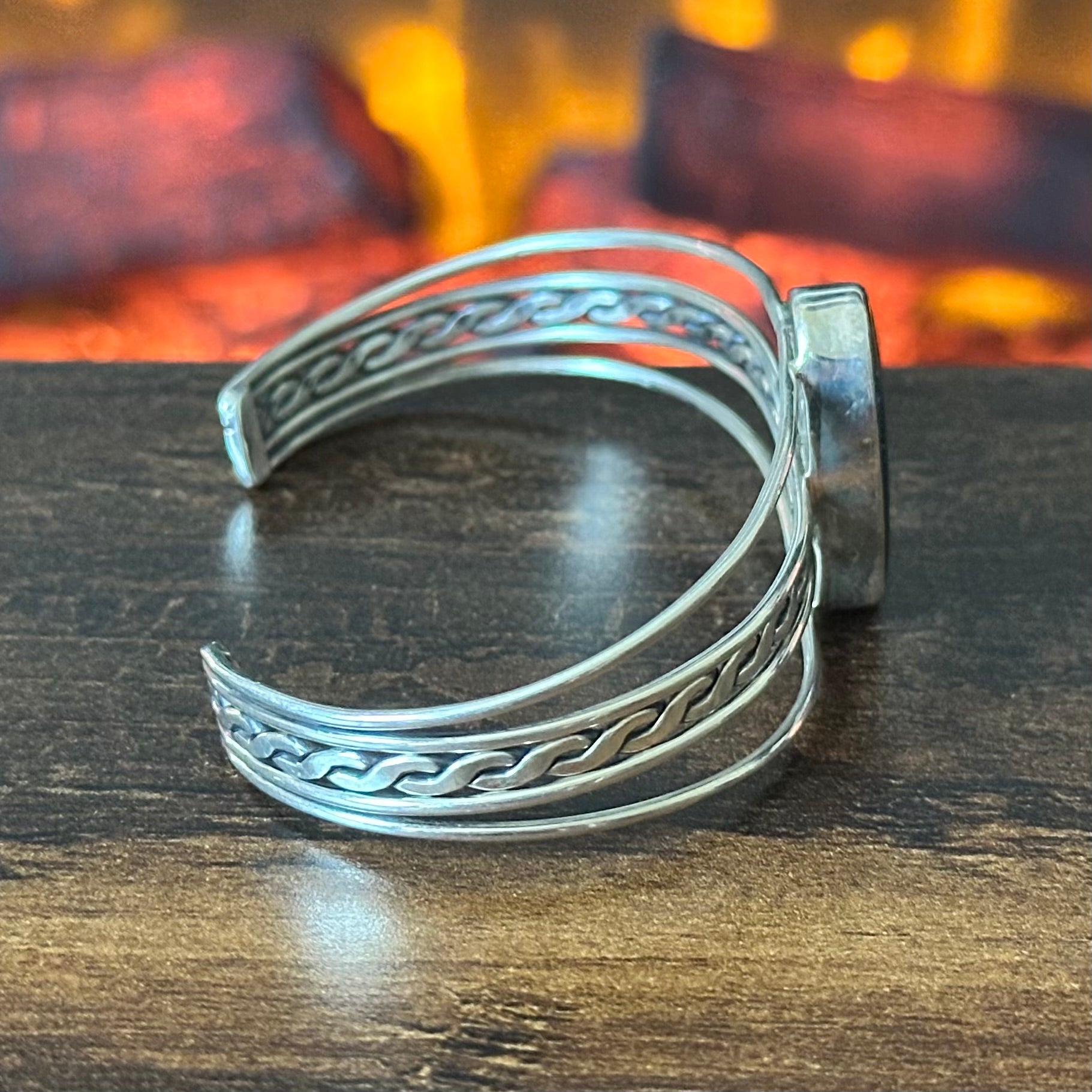 Azurite Sterling Twisted Rope Cuff
