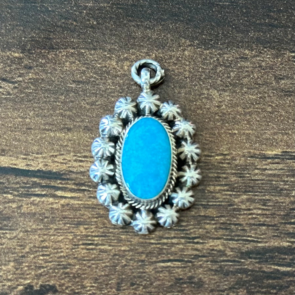 Turquoise Sterling Twist Wire Bezel Pendant