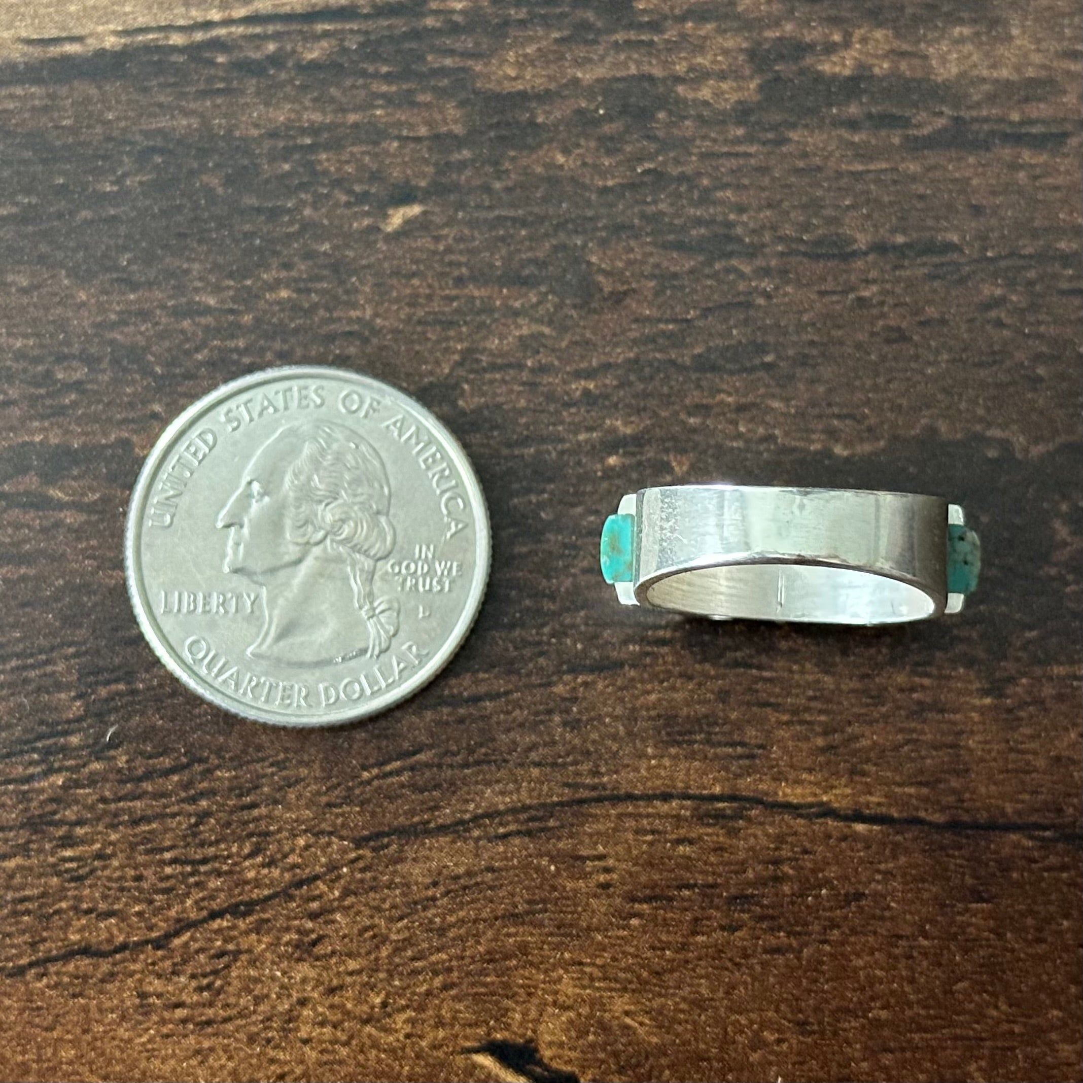 Pictogram Signed Turquoise Spiny Oyster Onyx Sterling Inlay Ring