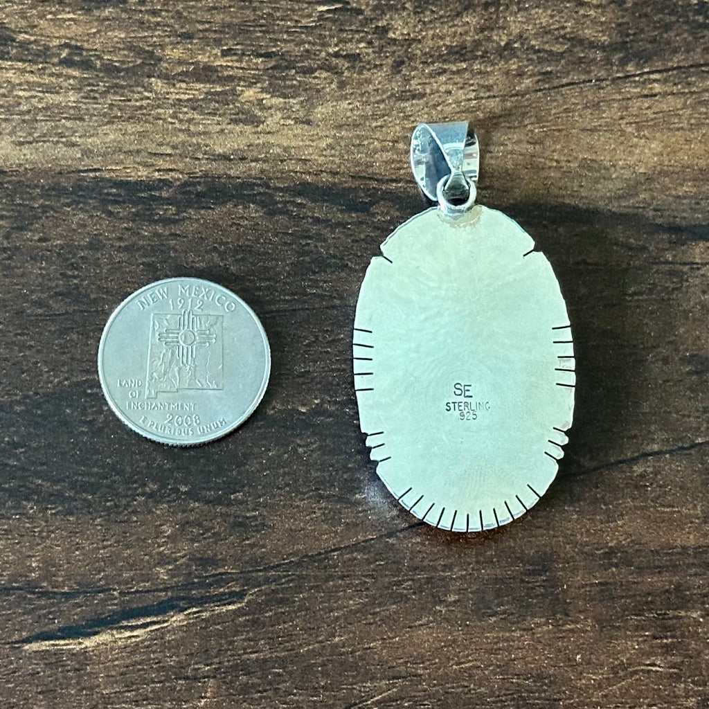 Navajo Samson Etsitty Wild Horse Sterling Oval Pendant