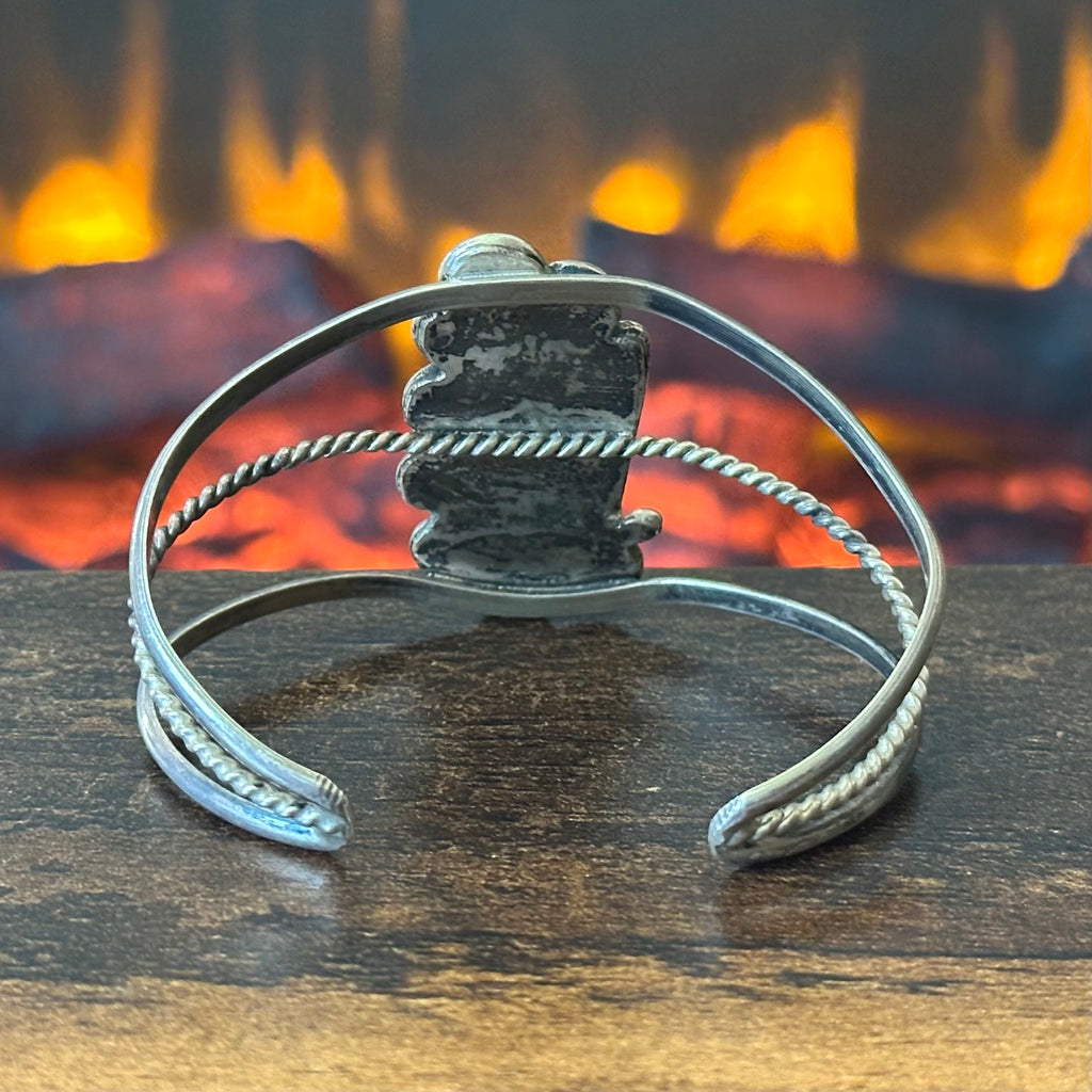 Turquoise Sterling Floral Twist Wire Cuff