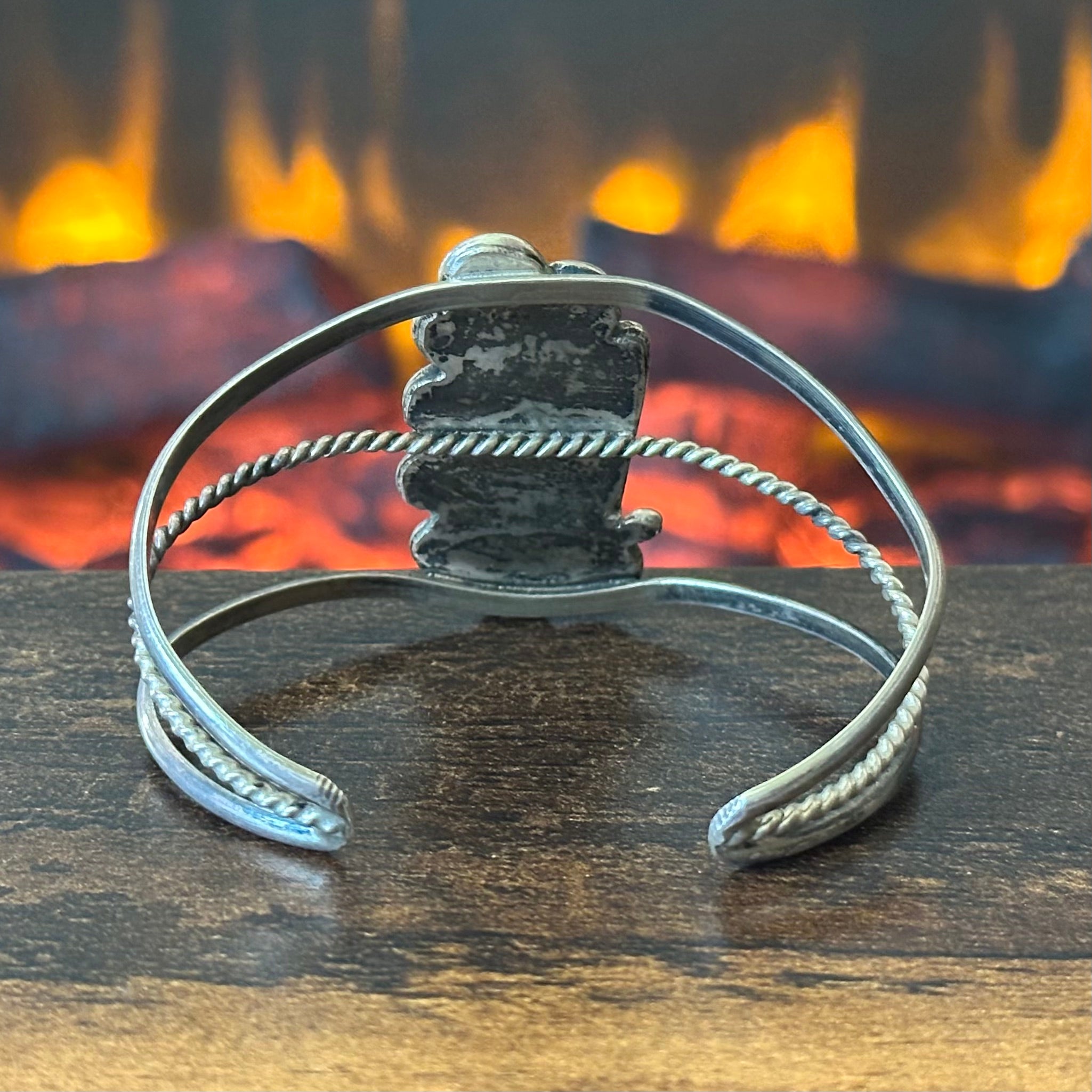Turquoise Sterling Floral Twist Wire Cuff