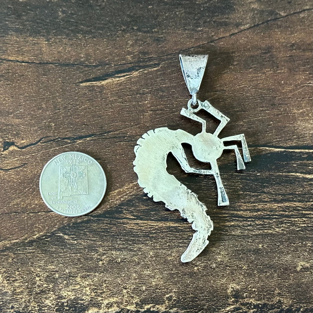 Turquoise Lapis Sterling Kokopelli Inlay Pendant