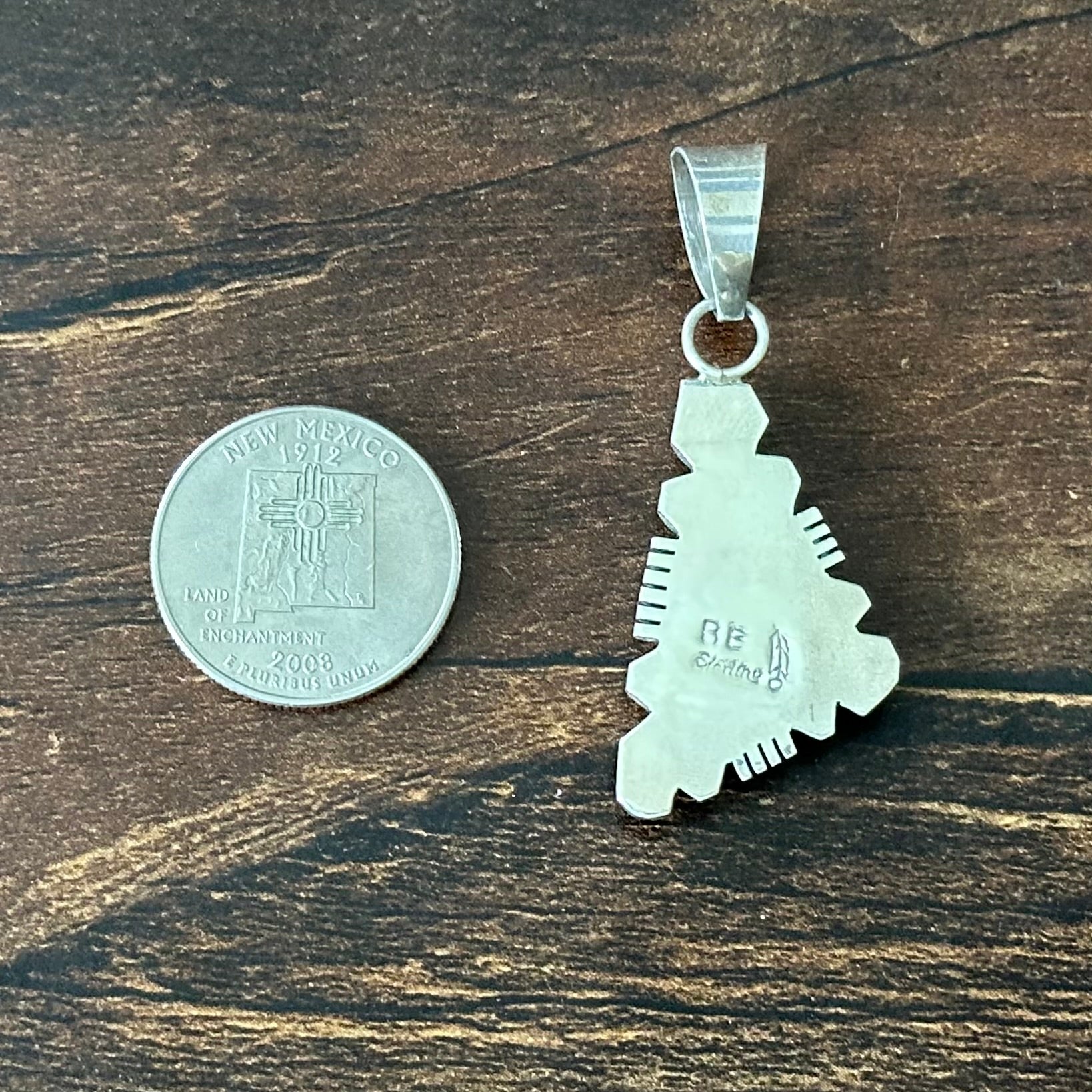 Navajo Brandon Etsitty Turquoise Sterling Triangular Inlay Pendant