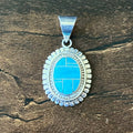 W Signed Supersmiths Inc. Turquoise Sterling Oval Inlay Pendant
