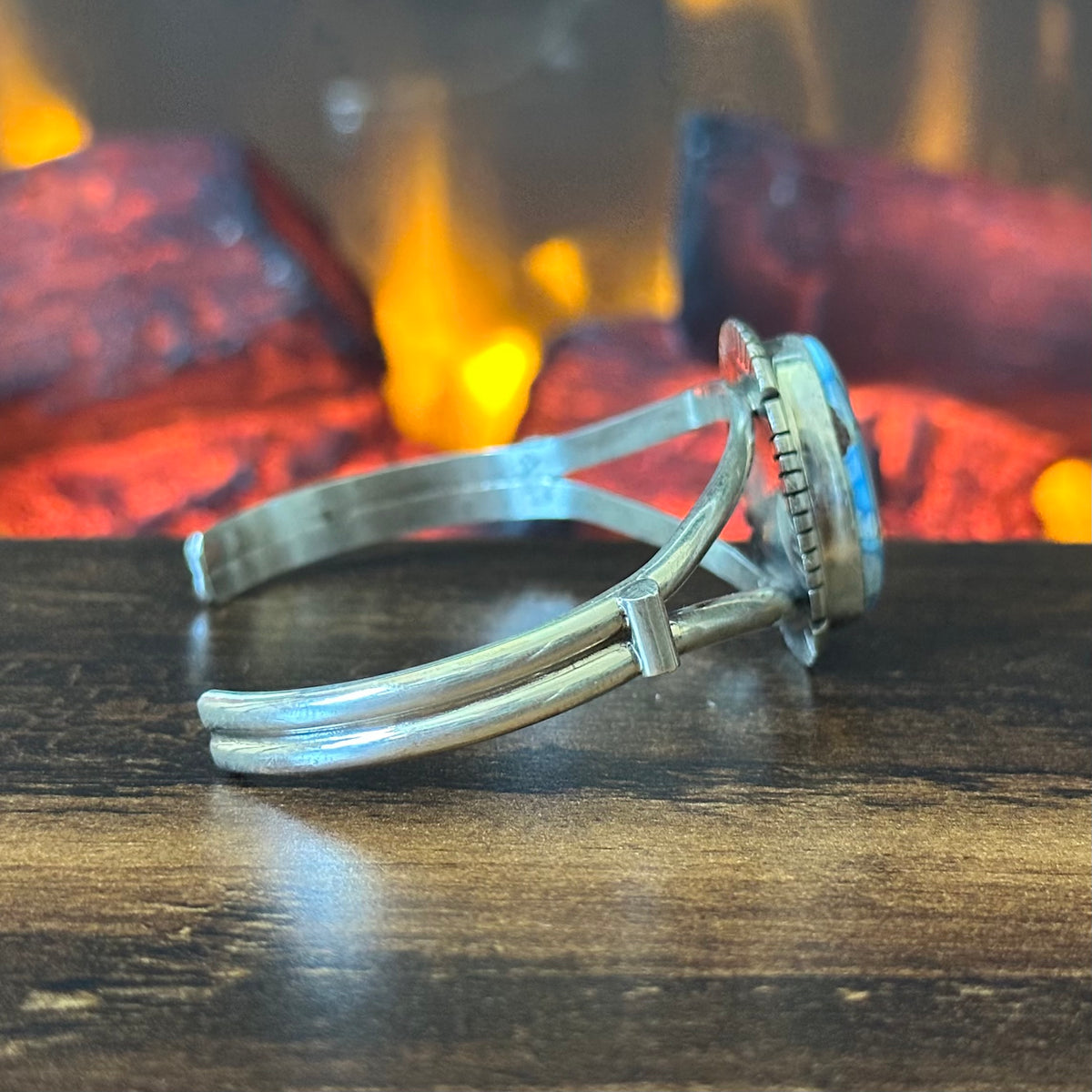 Navajo Samson Etsitty Golden Hills Turquoise Sterling Dual Shank Cuff