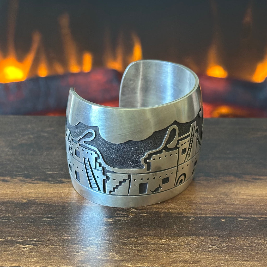 Pictogram Signed Sterling Overlay Storyteller Statement Cuff