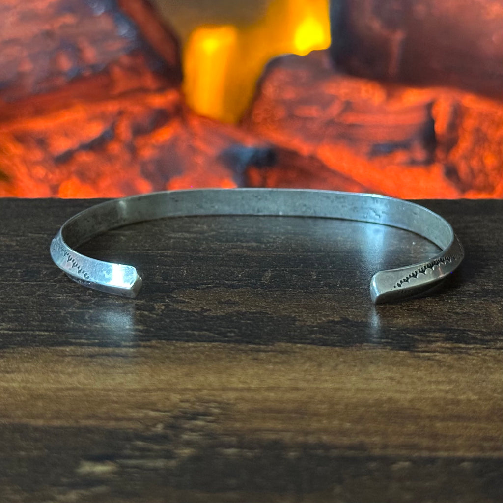 Sterling Hand Stamped Carinated Stacker Cuff