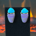 Navajo Tommy Jackson Turquoise Sugilite Stud Earrings
