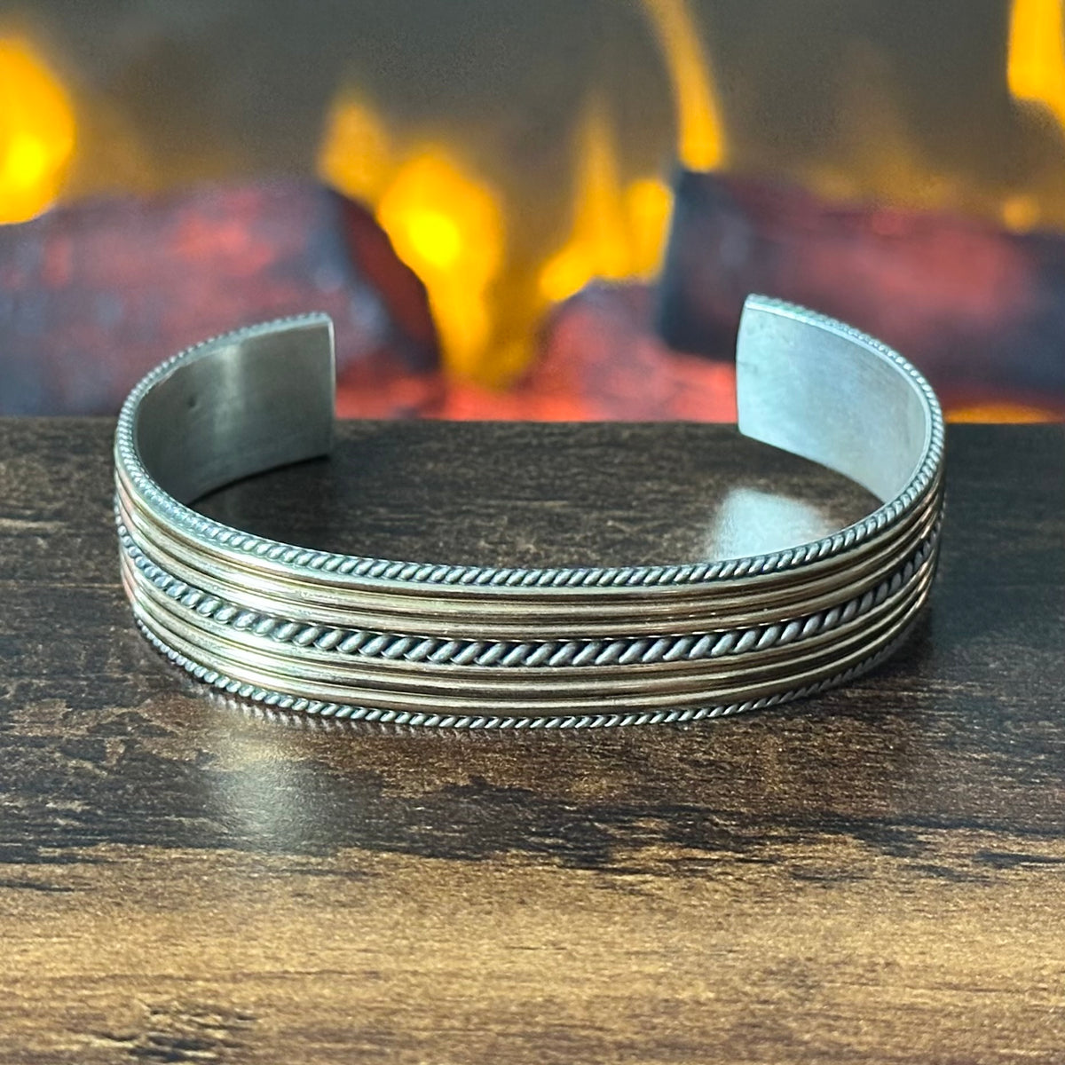 Navajo Franklin & Verna Tahe Signed Sterling Gold Filled Twist Wire Cuff