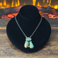 Navajo LeTricia Largo Mine #8 Turquoise 3 Stone Sterling Raindrop Pendant Necklace
