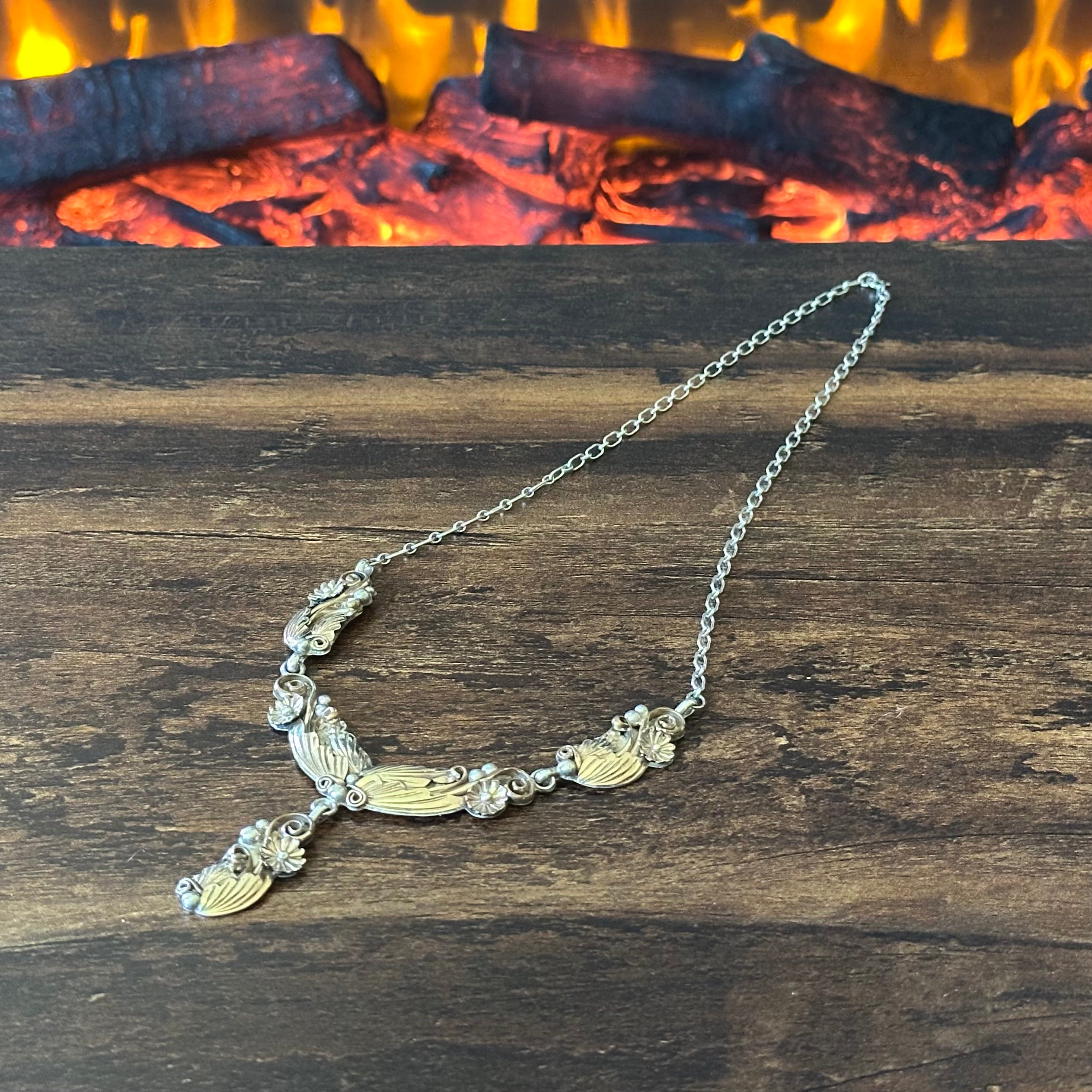 Sterling Ornate Floral Necklace