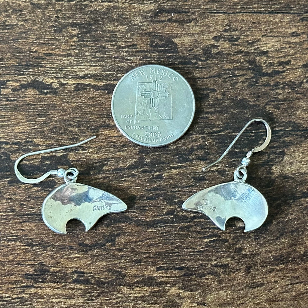 Turquoise Sterling Bear Dangle Inlay Earrings