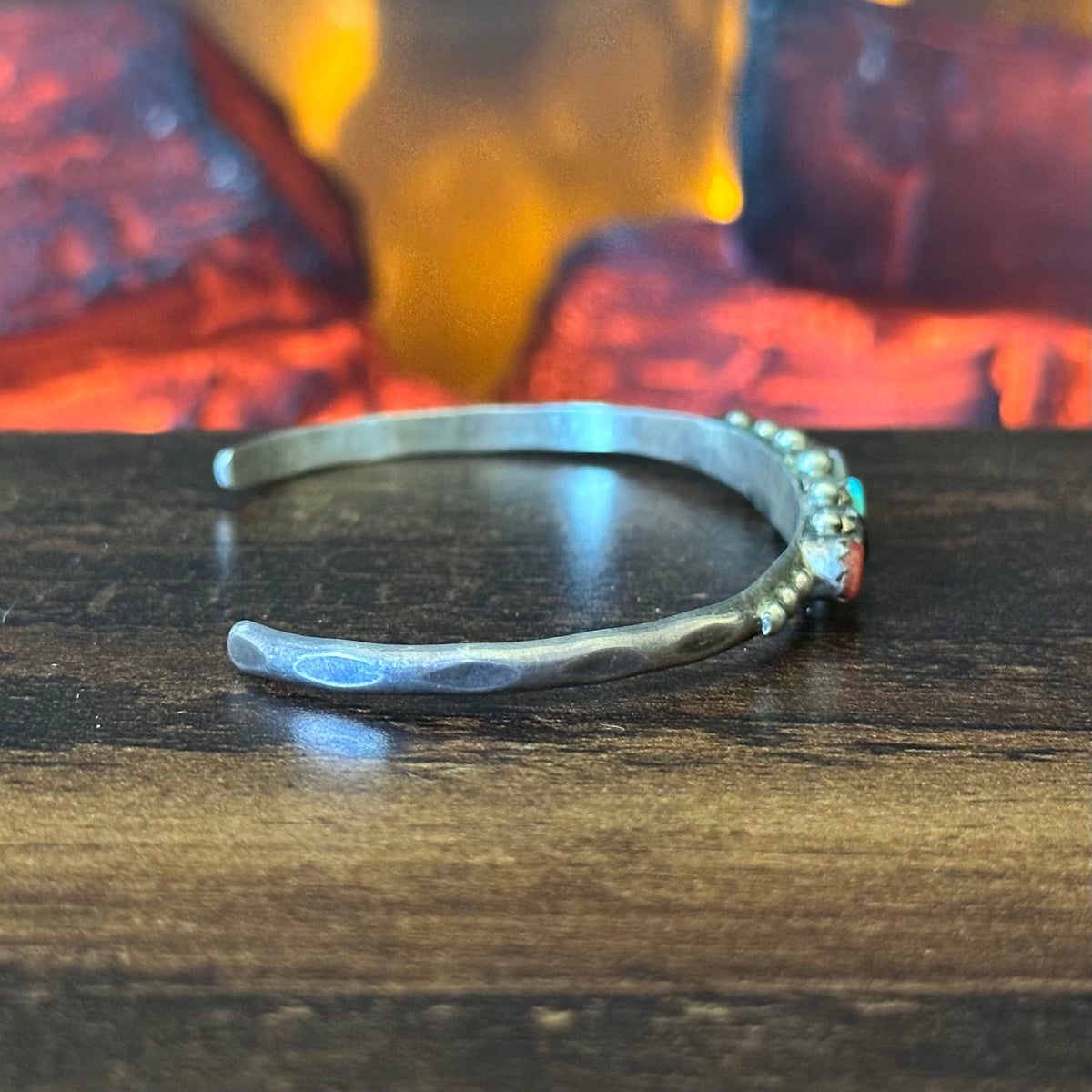 Turquoise Mother of Pearl Garnet Red Coral Malachite Abalone 7 Stone Sterling Raindrop Stacker Cuff