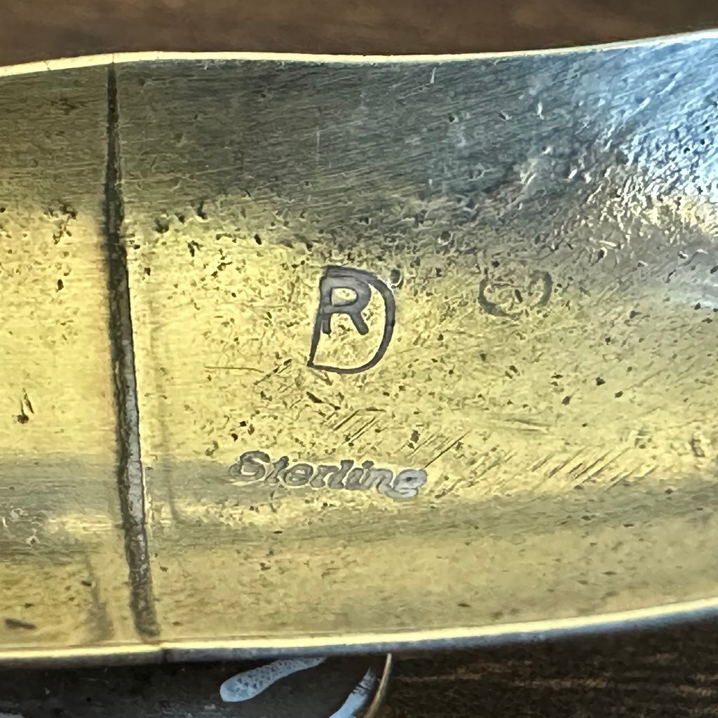 Navajo Raymond Delgarito Webbed Turquoise Sterling Hand Stamped Cuff