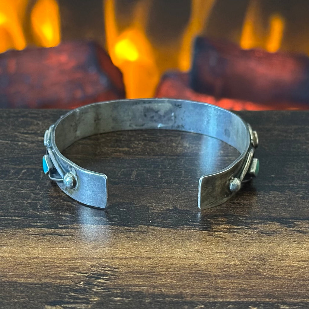 Vintage Turquoise 8 Stone Sterling Shadowbox Stacker Cuff