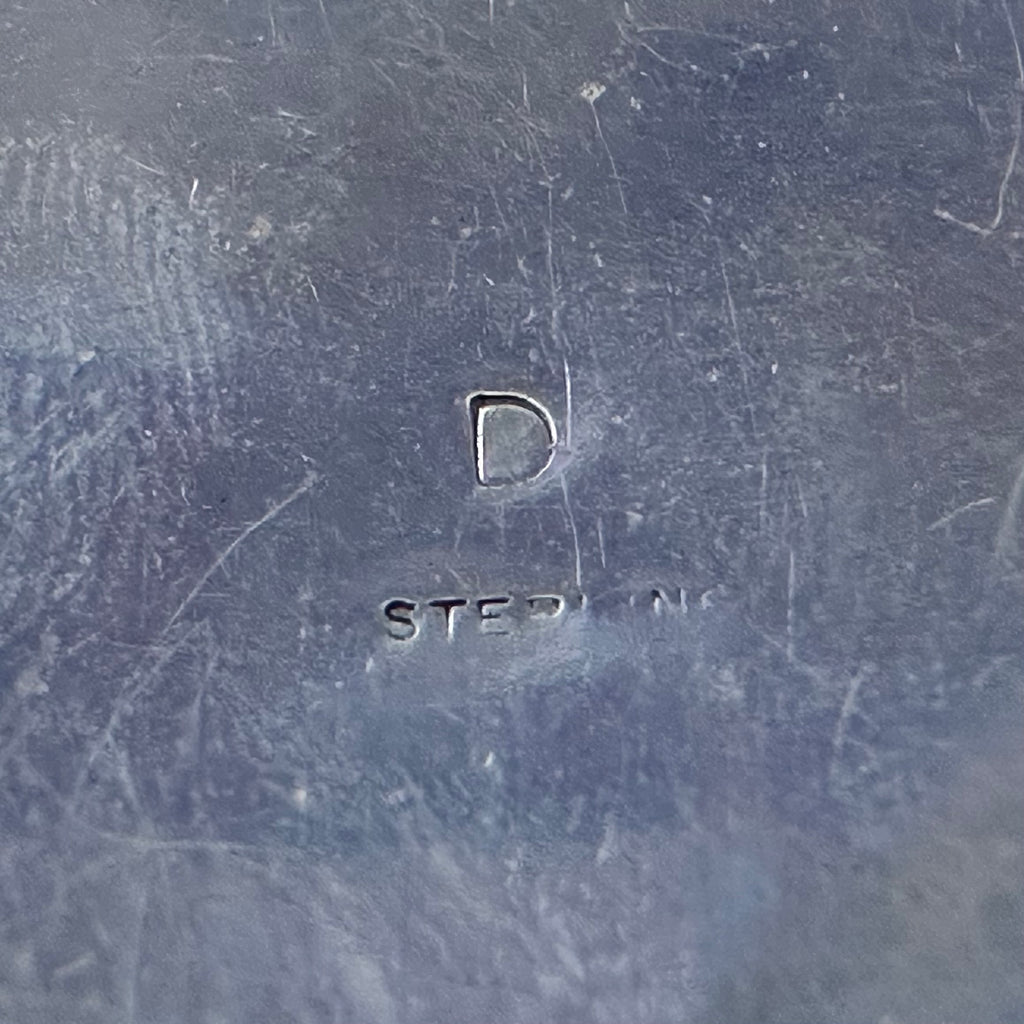 D Signed Turquoise 3 Stone Sterling Leaf Raindrop Rectangular Pendant