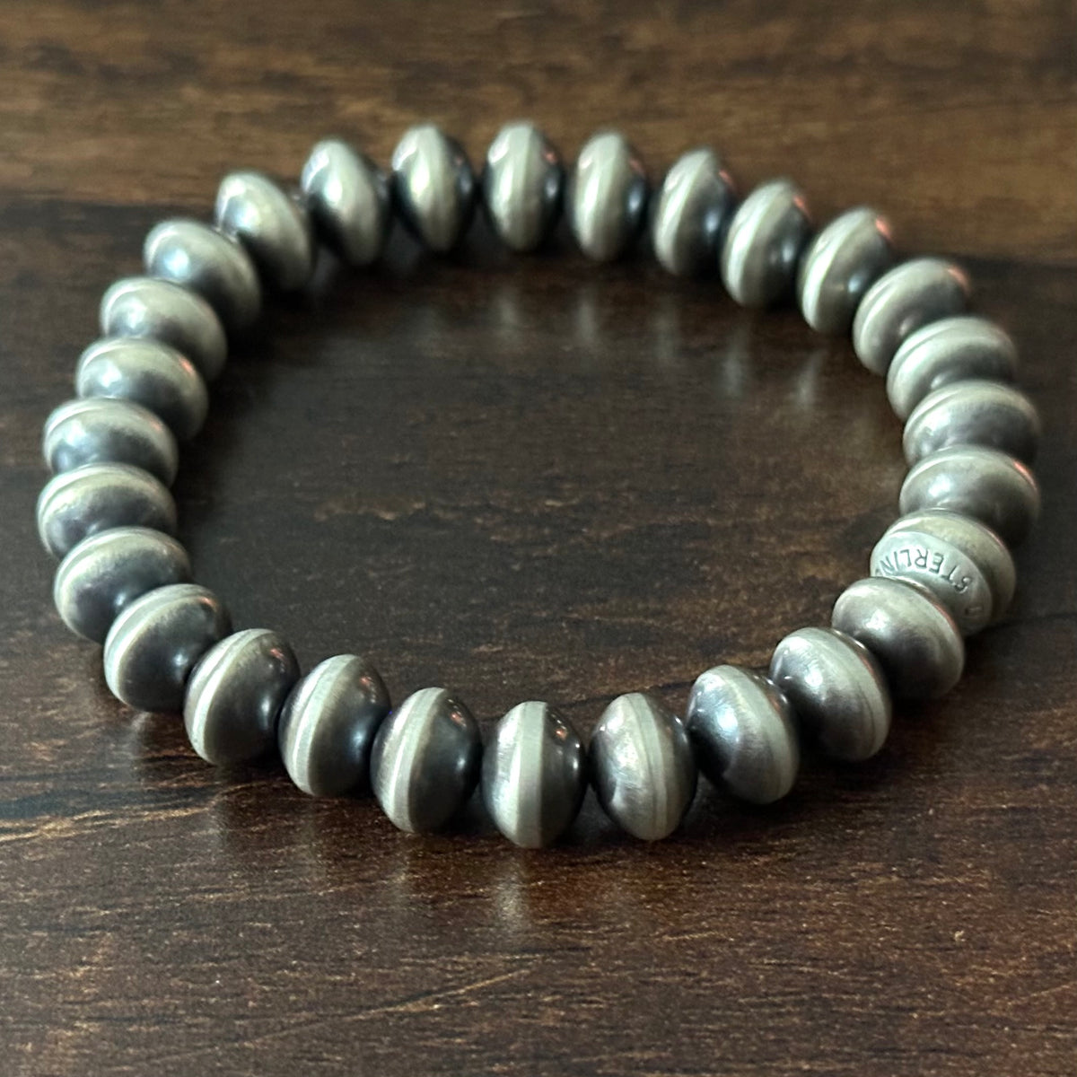 Navajo Dorinda Mariano Handmade Sterling Saucer Bead Bracelet