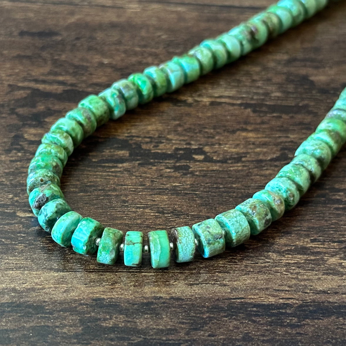 Sonoran Gold Turquoise Sterling Heishi-Style Beaded Necklace