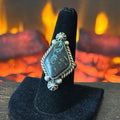 Navajo Johnny Dixon Blackjack Turquoise Sterling Twist Wire Bezel Ring