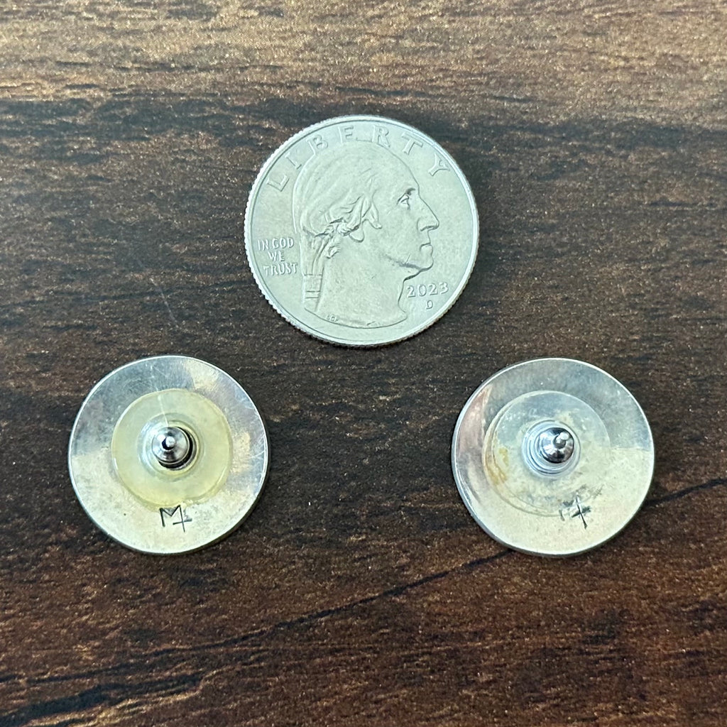 Hopi Mark Tawahongva Sterling Overlay Man in the Maze Stud Earrings