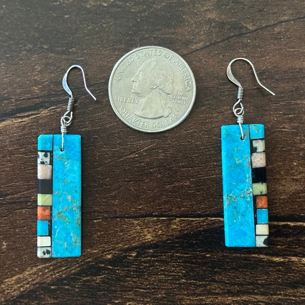 Turquoise Multi-Stone Slab Dangle Earrings