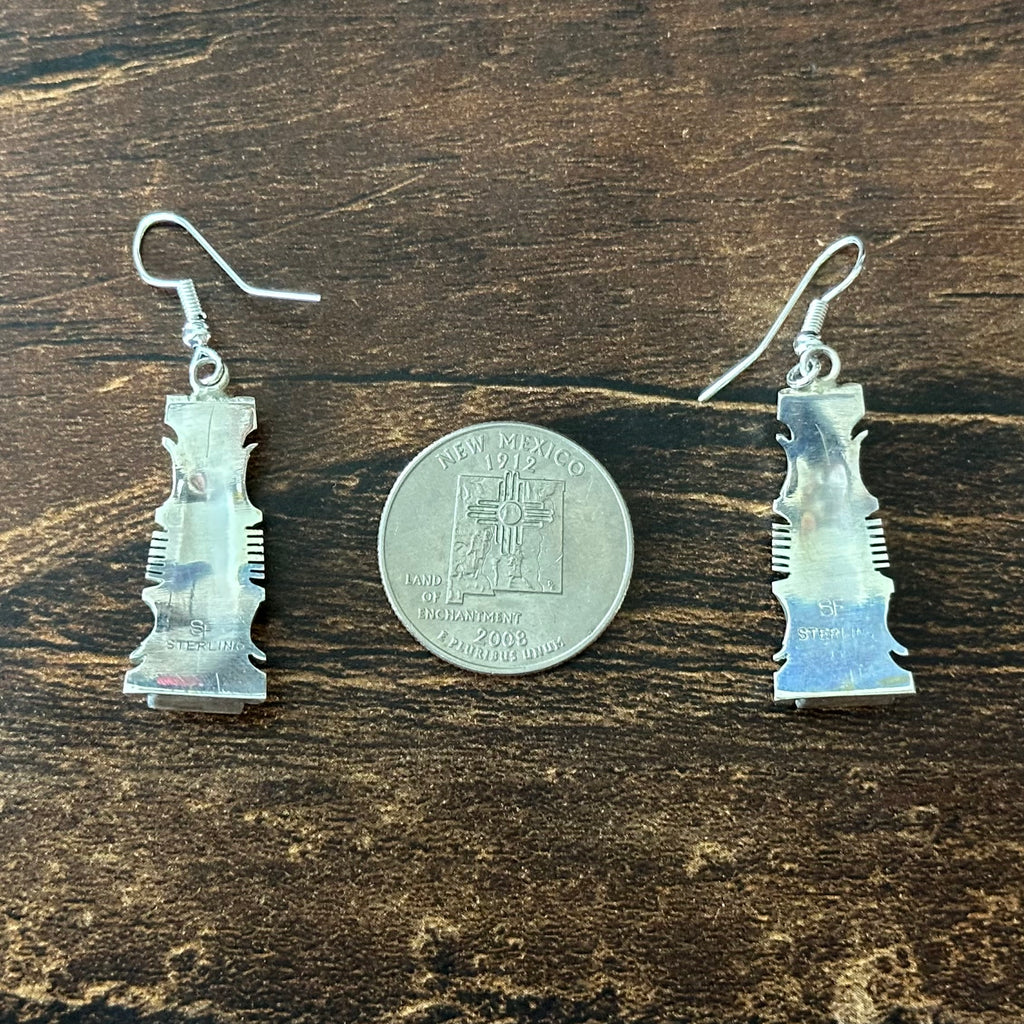 Navajo Steve Francisco Mine #8 Turquoise Sterling Inlay Dangle Earrings