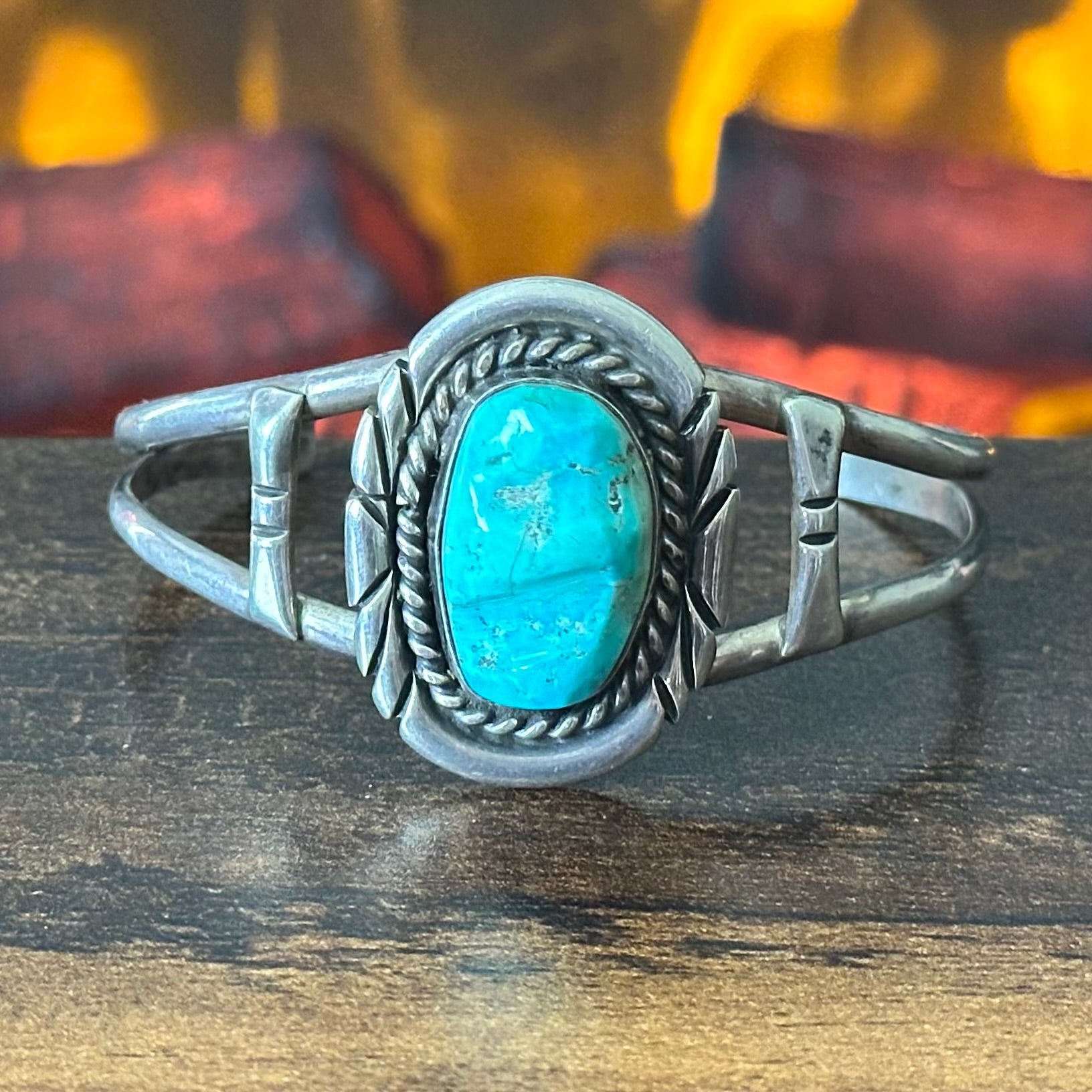 DV Signed Turquoise Twist Wire Cuff