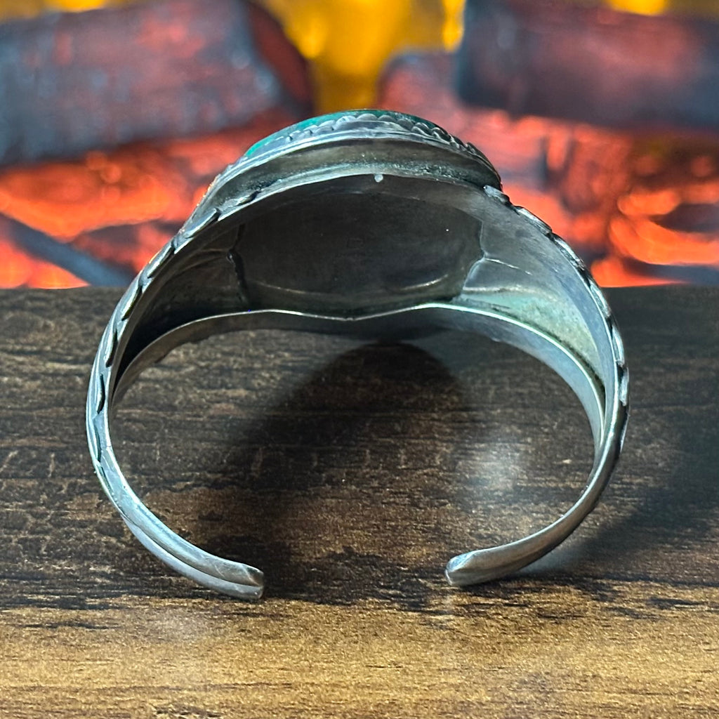 D Signed Variscite Sterling Twist Wire Bezel Statement Cuff