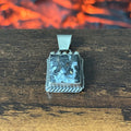 Navajo Vicky Hicks White Buffalo Sterling Twist Wire Square Pendant