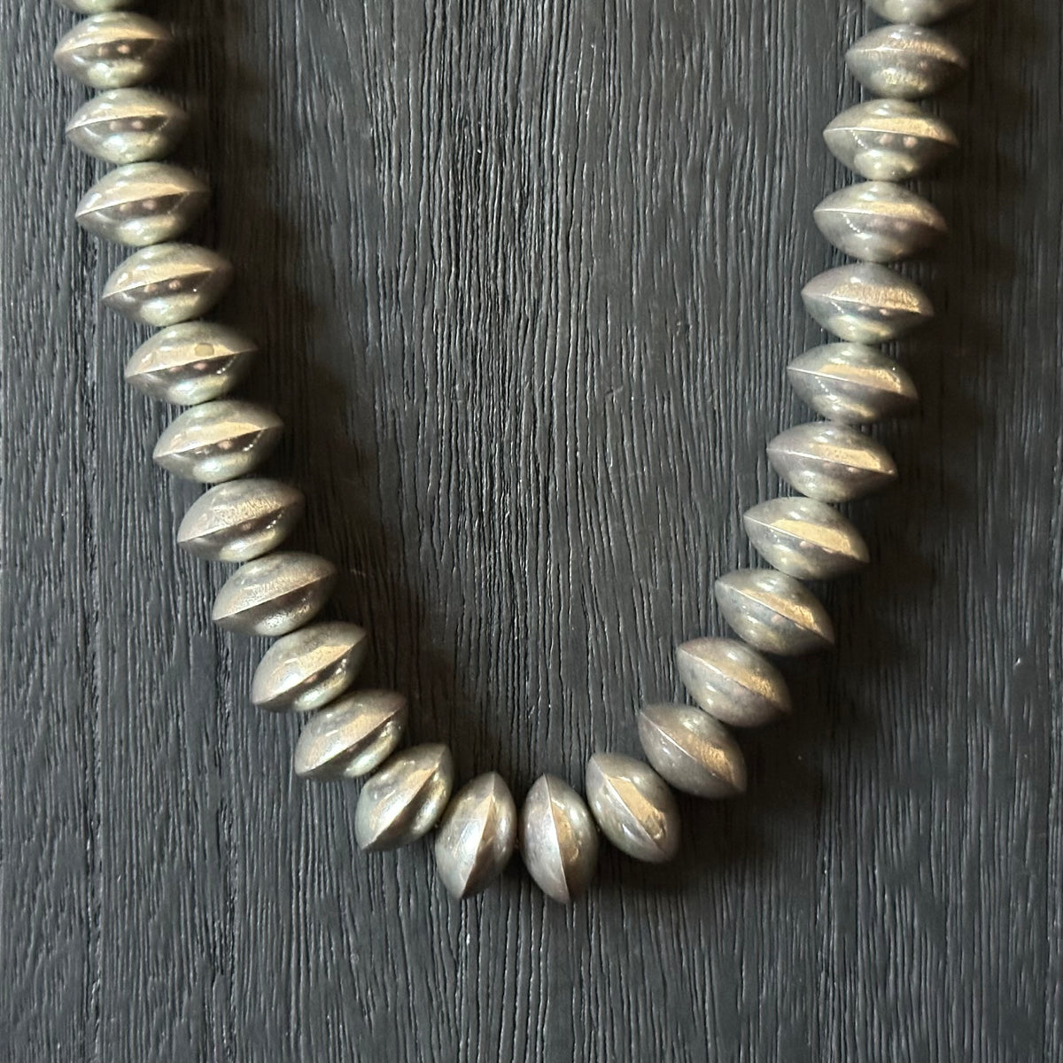 Navajo Lowell Draper Sterling Graduated Handmade Saucer Bead Necklace