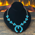 Running Bear Trading Turquoise 34 Stone Sterling Raindrop Cluster Naja Necklace