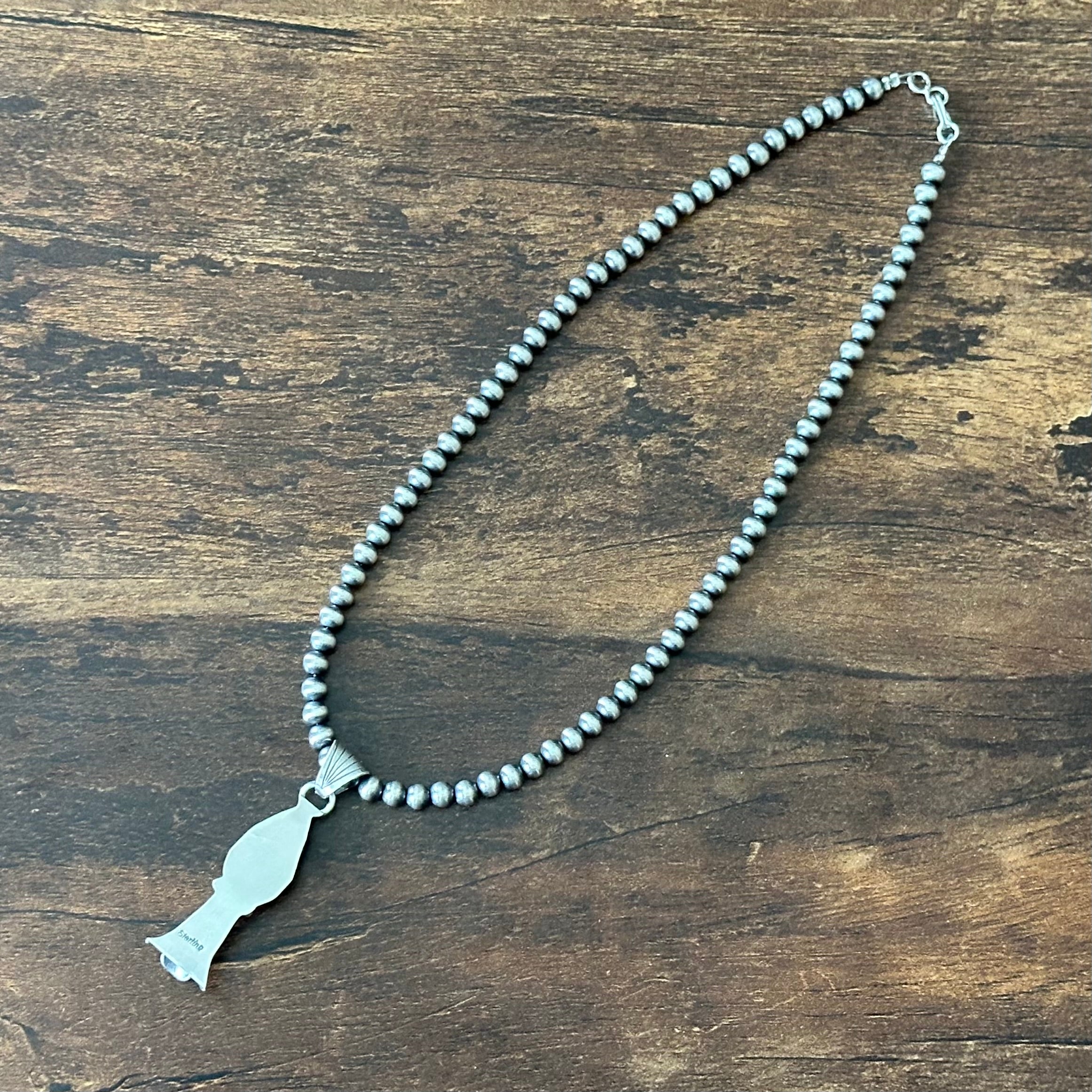 Navajo Sharon McCarthy Golden Hills Turquoise Sterling Blossom Pendant Necklace