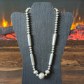 Sterling Handmade Graduated Hand Stamped Cylinder Bead Necklace