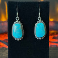 Navajo Elouise Kee Kingman Turquoise Sterling Twist Wire Raindrop Dangle Earrings