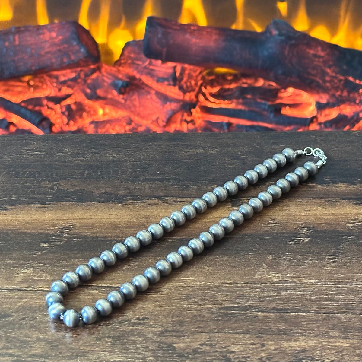 Navajo Dorinda Mariano Handmade Oxidized Sterling Pearl Necklace
