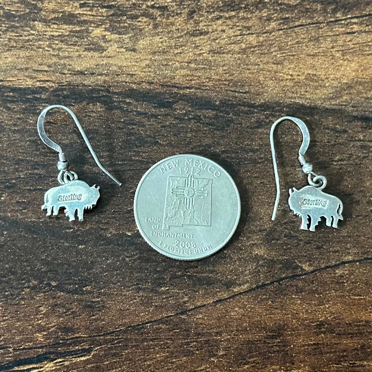 Lapis Opal Sterling Buffalo Inlay Dangle Earrings