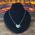 Navajo Donovan Skeets Mine #8 Turquoise Sterling Twist Wire Bezel Heart Pendant Necklace