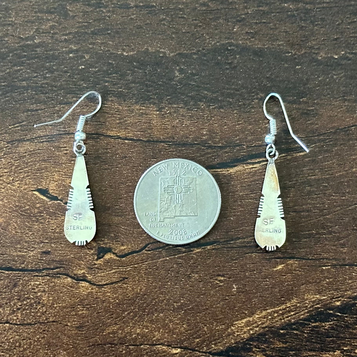 Navajo Steve Francisco Blue Opal Sterling Teardrop Inlay Dangle Earrings