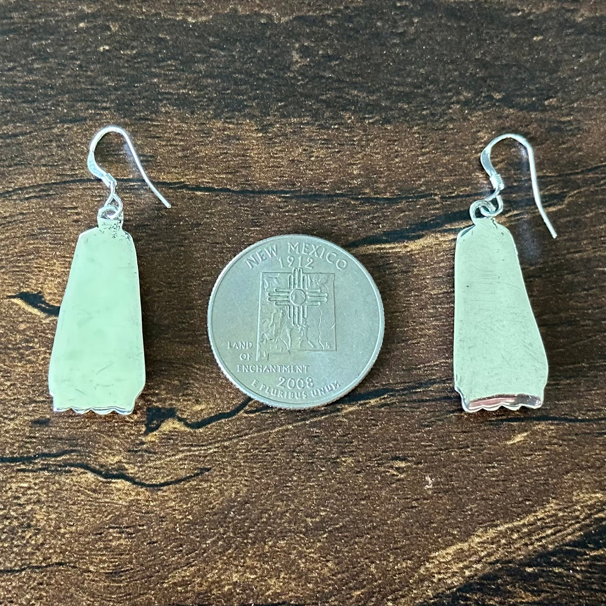 Navajo Isabelle Yazzie Turquoise Sterling Trapezoid Dangle Earrings