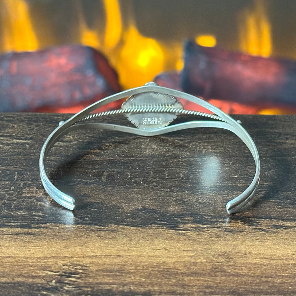 Navajo Peggy Skeets Orange Spiny Oyster Sterling Twist Wire Cuff