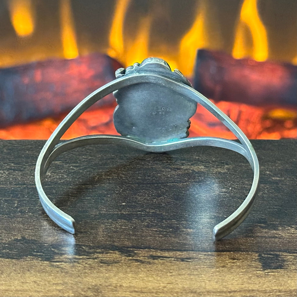LA Signed Turquoise Sterling Raindrop Leaf Statement Cuff