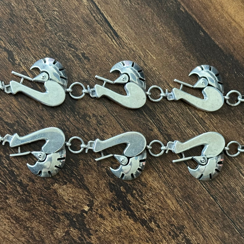 Navajo Walter Vandever Sterling Abstract Kokopelli Station Necklace Earrings Set