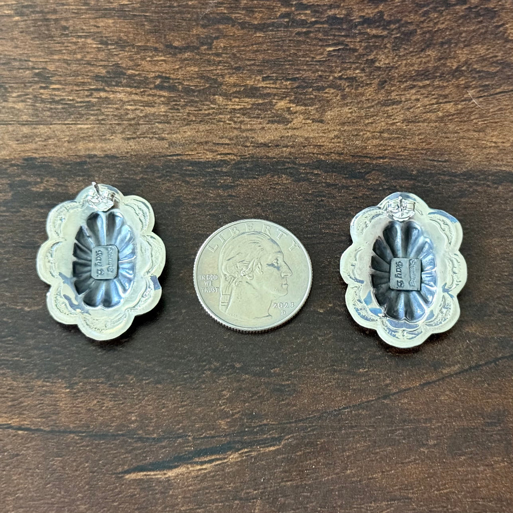Navajo Raymond Benally Sterling Concho Post Earrings