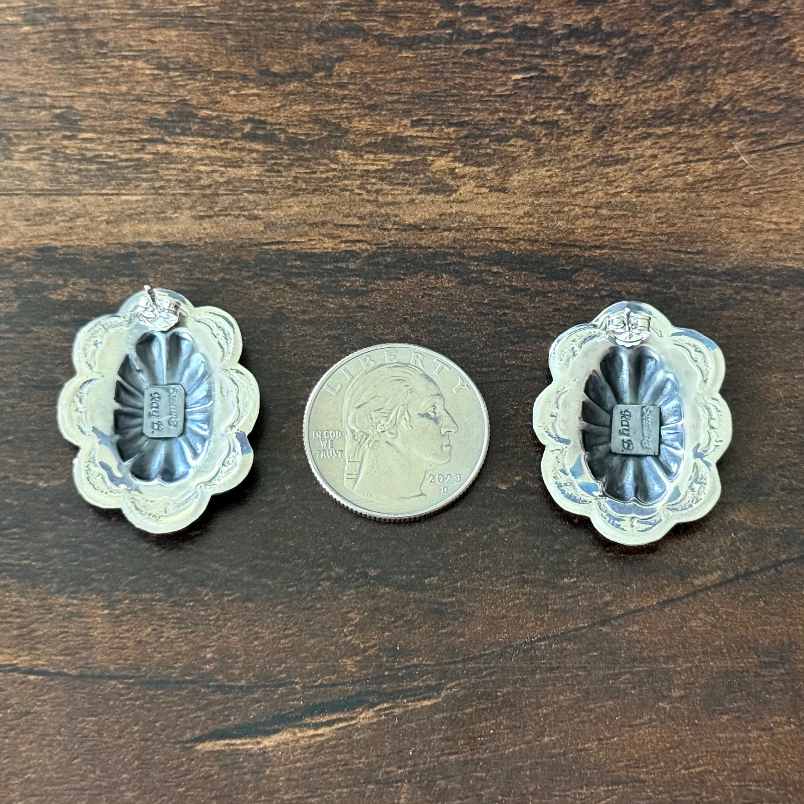 Navajo Raymond Benally Sterling Concho Post Earrings