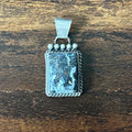 Navajo Vicky Hicks White Buffalo Sterling Twist Wire Rectangle Pendant