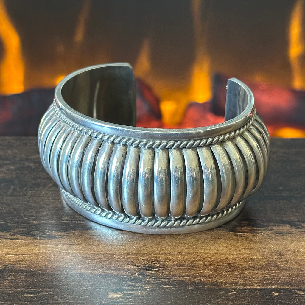 F Signed Sterling Twist Wire Statement Cuff